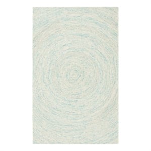 Safavieh Ikat 4'-0&quot x 6'-0&quot Wool Hand Tufted Rug in Ivory / Blue