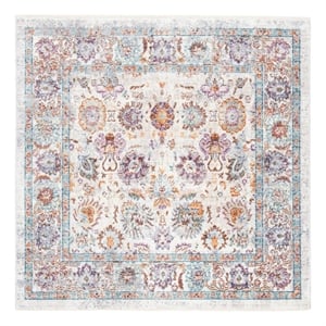 Safavieh Illusion 4'-0&quot x 4'-0&quot Polyester Power Loomed Rug in Cream / Purple