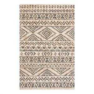 Safavieh Kilim 5'-0&quot x 8'-0&quot Jute and Cotton Hand Loomed Rug in Natural/Charcoal