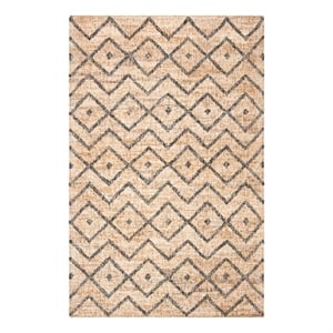 Safavieh Kilim 5'-0&quot x 8'-0&quot Jute and Cotton Hand Loomed Rug in Natural/Charcoal