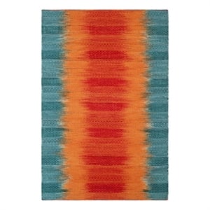Safavieh Kilim 4'-0&quot x 6'-0&quot Wool and Cotton Hand Woven Rug in Teal / Red