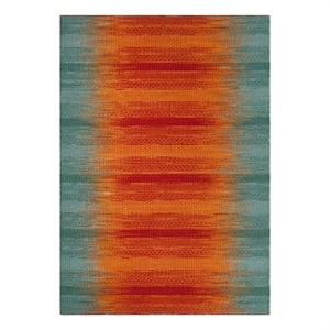 Safavieh Kilim 5'-0&quot x 8'-0&quot Wool and Cotton Hand Woven Rug in Teal / Red