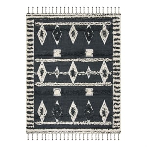 Safavieh Kenya 6'-0&quot x 9'-0&quot Wool and Cotton Hand Knotted Rug in Charcoal /Ivory