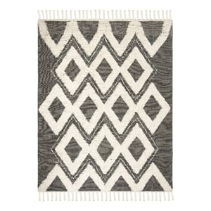 Safavieh Kenya 8'-0&quot x 10'-0&quot Wool and Cotton Hand Knotted Rug in Black / Ivory