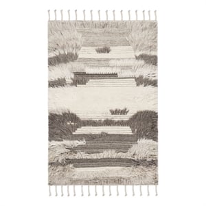 Safavieh Kenya 3'-0&quot x 5'-0&quot Wool and Cotton Hand Knotted Rug in Ivory / Gray