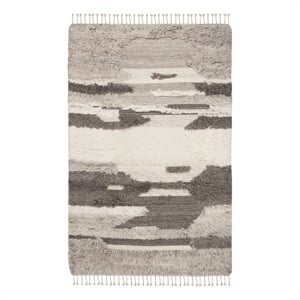 Safavieh Kenya 5'-0&quot x 8'-0&quot Wool and Cotton Hand Knotted Rug in Ivory / Gray