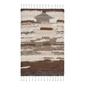 Safavieh Kenya 3'-0&quot x 5'-0&quot Wool and Cotton Hand Knotted Rug in Gray / Brown