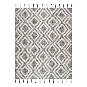 Safavieh Kenya 9'-0&quot x 12'-0&quot Wool Hand Tufted Rug in Black / Ivory