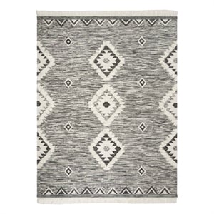 Safavieh Kenya 8'-0&quot x 10'-0&quot Wool and Cotton Hand Knotted Rug in Black / Ivory
