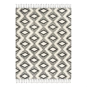 Safavieh Kenya 9'-0&quot x 12'-0&quot Wool and Cotton Hand Knotted Rug in Black / Ivory