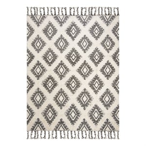 Safavieh Kenya 8'-0&quot x 10'-0&quot Wool and Cotton Hand Knotted Rug in Black / Ivory