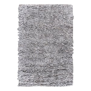 Safavieh Leather Shag 6'-0&quot x 9'-0&quot Leather Handwoven Rug in White