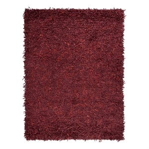 Safavieh Leather Shag 8'-0&quot x 10'-0&quot Leather Handwoven Rug in Red