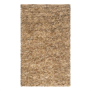 Safavieh Leather Shag 5'-0&quot x 8'-0&quot Leather Handwoven Rug in Gold