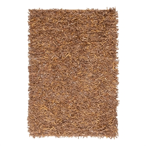 Safavieh Leather Shag 5'-0&quot x 8'-0&quot Leather Handwoven Rug in Gold