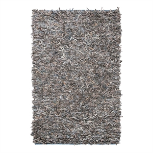 Safavieh Leather Shag 4'-0&quot x 6'-0&quot Leather Handwoven Rug in Gray / Beige