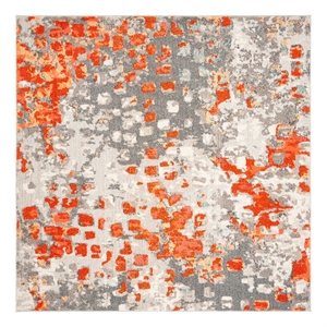 Safavieh Madison 6'-7&quot x 6'-7&quot Cotton Power Loomed Rug in Gray / Orange