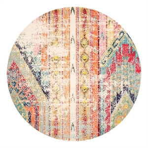 Safavieh Madison 5'-0&quot x 5'-0&quot Cotton Power Loomed Rug in Blue / Orange