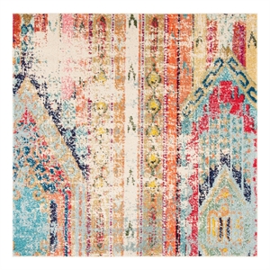 Safavieh Madison 5'-0&quot x 5'-0&quot Cotton Power Loomed Rug in Blue / Orange