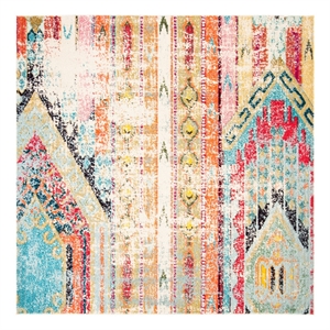 Safavieh Madison 6'-7&quot x 6'-7&quot Cotton Power Loomed Rug in Blue / Orange