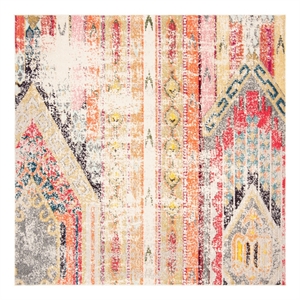 Safavieh Madison 6'-7&quot x 6'-7&quot Cotton Power Loomed Rug in Gray / Orange