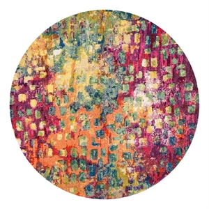 Safavieh Madison 5'-0&quot x 5'-0&quot Cotton Power Loomed Rug in Fuscia / Gold