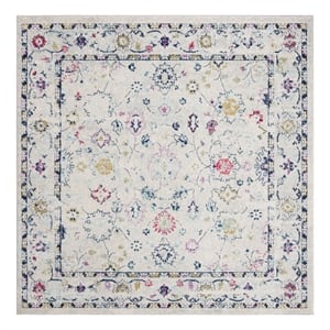 Safavieh Madison 900 6'-7&quot x 6'-7&quot Jute Power Loomed Rug in Light Gray / Fuscia