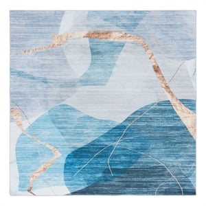 Safavieh Malibu 6'-0&quot x 6'-0&quot Polyester Power Loomed Rug in Blue / Gold