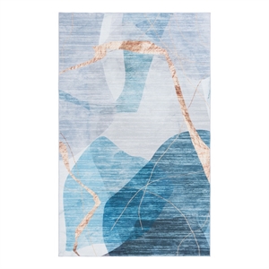 Safavieh Malibu 3'-0&quot x 5'-0&quot Polyester Power Loomed Rug in Blue / Gold