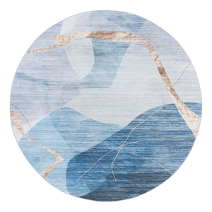 Safavieh Malibu 6'-0&quot x 6'-0&quot Polyester Power Loomed Rug in Blue / Gold