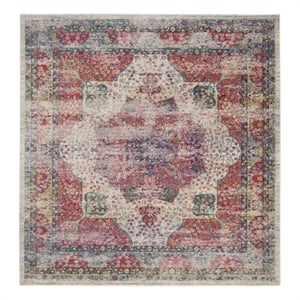 Safavieh Merlot 100 6'-7&quot x 6'-7&quot Cotton Power Loomed Rug in Cream/Multi-Color