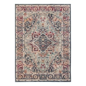 Safavieh Merlot 300 5'-0&quot x 7'-0&quot Cotton Power Loomed Rug in Navy / Aqua