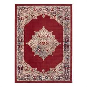 Safavieh Merlot 300 5'-0&quot x 7'-0&quot Cotton Power Loomed Rug in Red / Aqua