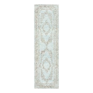 Safavieh Metro 2'-3&quot x 8'-0&quot Wool Hand Tufted Rug in Light Blue / Green