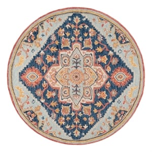 Safavieh Metro 6'-0&quot x 6'-0&quot Wool and Cotton Hand Tufted Rug in Navy / Red
