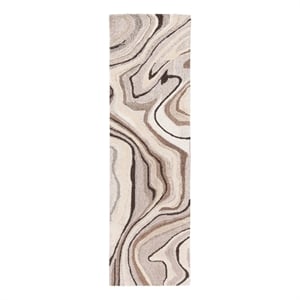 Safavieh Metro 2'-3&quot x 8'-0&quot Wool and Cotton Hand Tufted Rug in Brown / Ivory