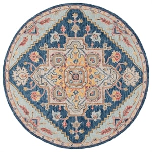 Safavieh Metro 6'-0&quot x 6'-0&quot Wool and Cotton Hand Tufted Rug in Navy / Beige