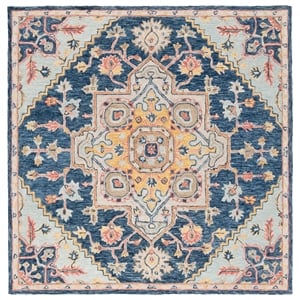 Safavieh Metro 6'-0&quot x 6'-0&quot Wool and Cotton Hand Tufted Rug in Navy / Beige