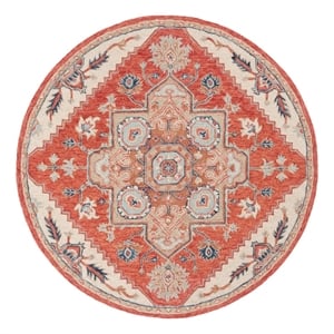 Safavieh Metro 6'-0&quot x 6'-0&quot Wool and Cotton Hand Tufted Rug in Red / Beige