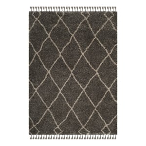 Safavieh Moroccan Fringe Shag 200 4'-0&quot x 6'-0&quot Power Loomed Rug in Gray /Cream