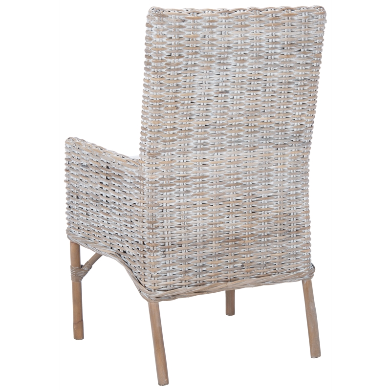 Safavieh Nancy Rattan Accent Chair w/ Cushion in White / Gray