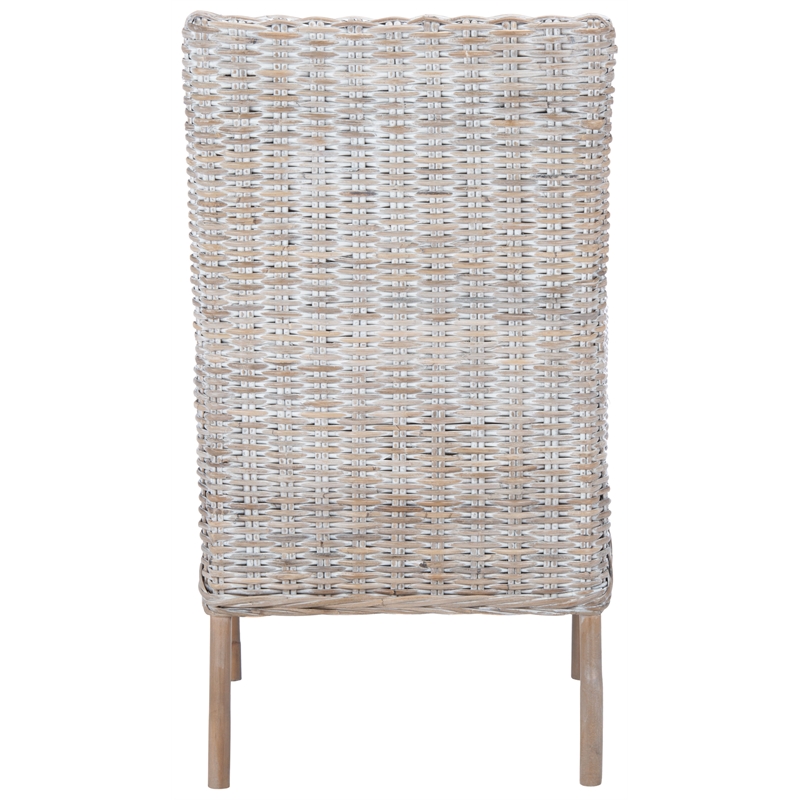 Safavieh Nancy Rattan Accent Chair w/ Cushion in White / Gray