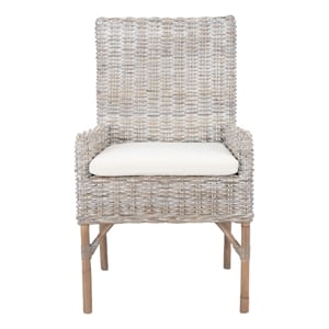 Safavieh Nancy Rattan Accent Chair w/ Cushion in White / Gray