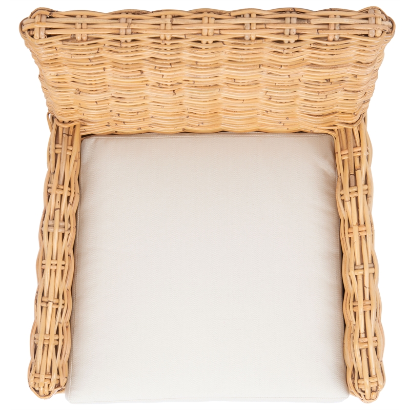 Safavieh Nancy Rattan Accent Chair w/ Cushion in White / Natural