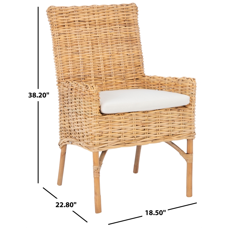 Safavieh Nancy Rattan Accent Chair w/ Cushion in White / Natural