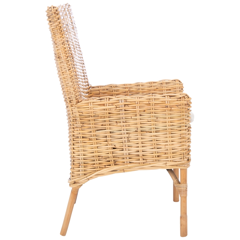 Safavieh Nancy Rattan Accent Chair w/ Cushion in White / Natural