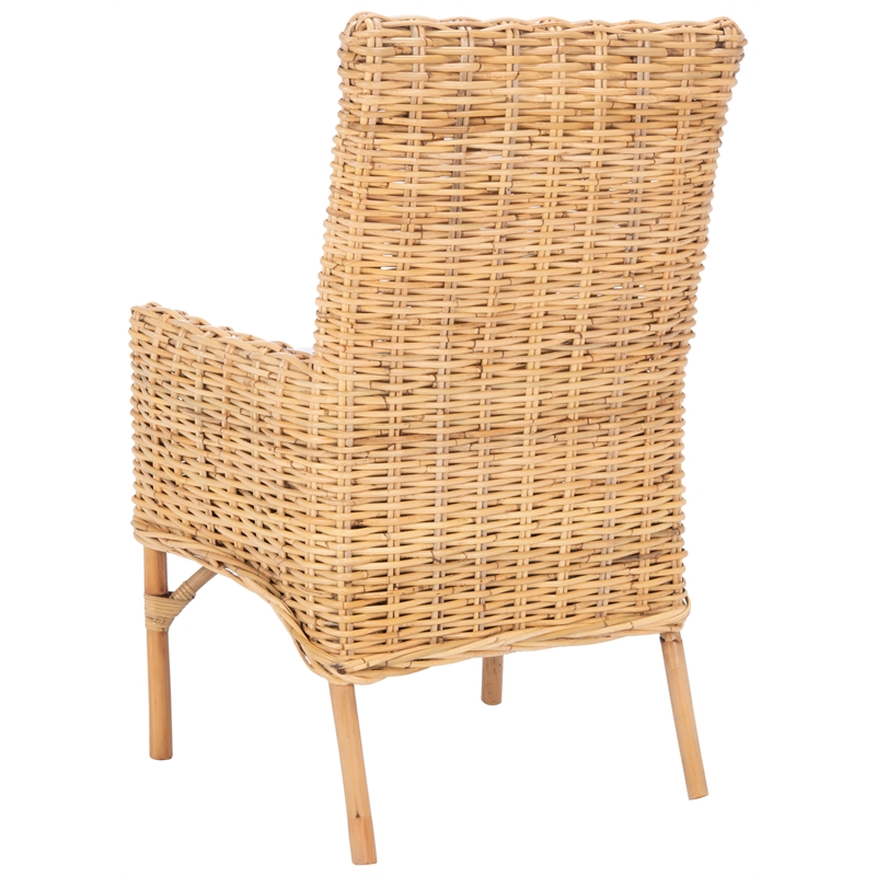 Safavieh Nancy Rattan Accent Chair w/ Cushion in White / Natural