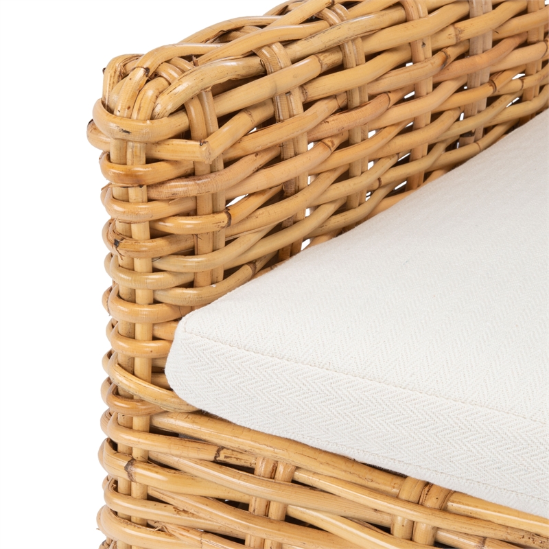Safavieh Nancy Rattan Accent Chair w/ Cushion in White / Natural