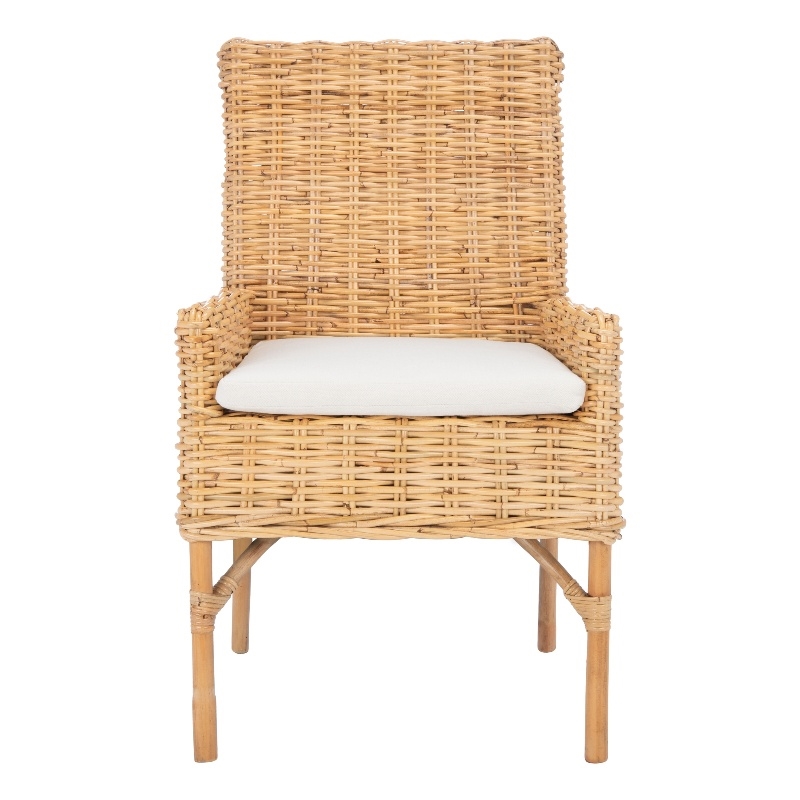 Safavieh Nancy Rattan Accent Chair w/ Cushion in White / Natural