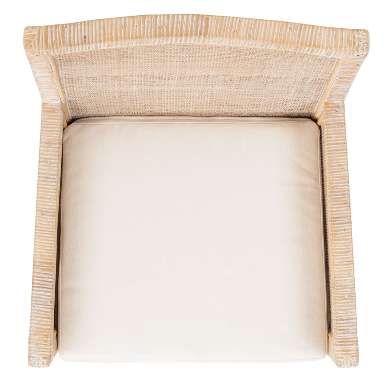 Safavieh Tojo Wood Accent Chair w/ Cushion in White / Gray